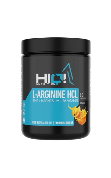 HIQ  L-Arginine Hcl Zinc + Magnesium + B6 Vitamin 480g Orange Flavored