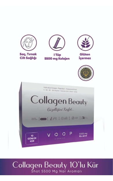 Voop Collagen Beauty Yüksek Biyoaktif Hidrolize Kolajen %100 Saf Ve Doğal - 10 Tüp