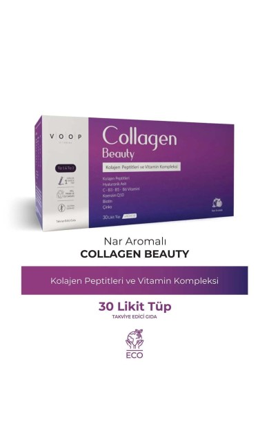 Voop Collagen Beauty Yüksek Biyoaktif Hidrolize Kolajen %100 Saf Ve Doğal - 30 Tüp