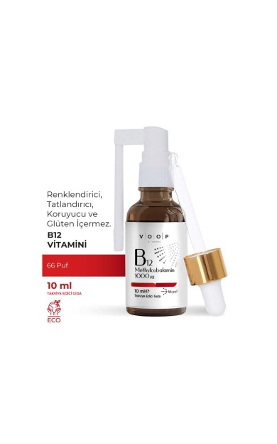 Voop Vitamin B12 Methylcobalamin | 1000 µg (Mikro Gram) Sprey-Damla - 10 Ml