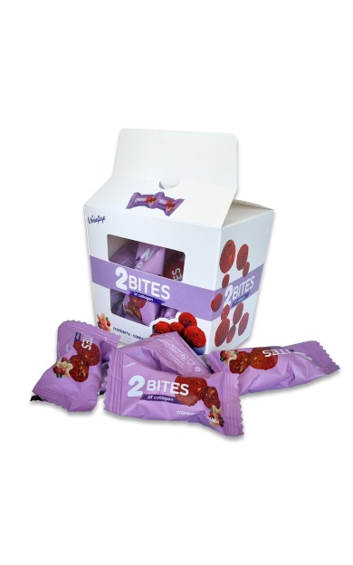 Uniq2go 2 Bites Kaju ve Kızılcık Parçacıklı KOLAJEN-Protein Topları (10 adet x 16g)