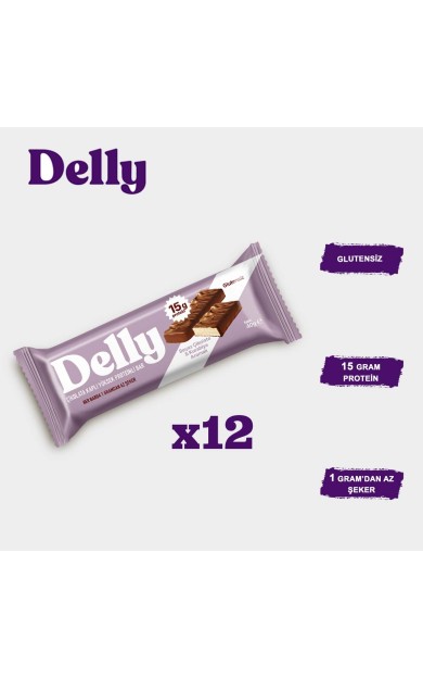 Delly Çikolata Kaplı, Yüksek Proteinli Bar, Beyaz Çikolata Ve Kurabiye Aromalı 40g X 12 Adet