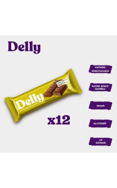 Delly Çikolata Kaplı - Bademli &amp; Muzlu Bar 35g X 12 Adet