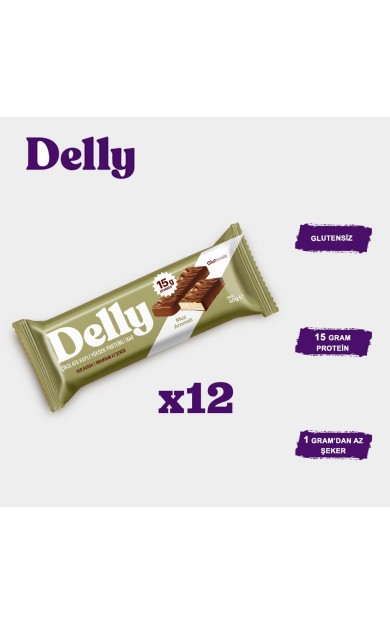 Delly Çikolata Kaplı, Yüksek Proteinli Bar, Muz Aromalı 40g X 12 Adet