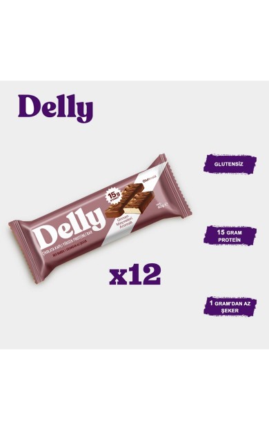 Delly Çikolata Kaplı, Yüksek Proteinli Bar, Orman Meyveleri Aromalı 40g X 12 Adet