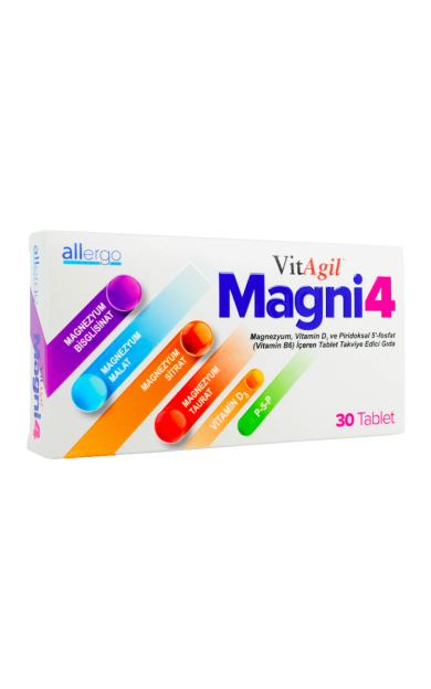 ALLERGO Vitagil Magni4 Magnezyum Vitamin D3 P5P 30 Tablet