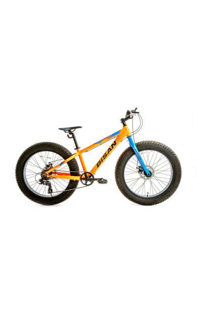 Bisan Skater MD Fren 7 Vites 24 Jant Fat Bike Bisiklet Neon Turuncu Mavi 33 Kadro