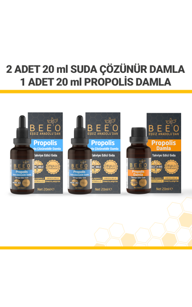 beeo 2 Adet 20 ml Suda Çözünür Propolis Damla 1 Adet 20 ml Propolis Damla