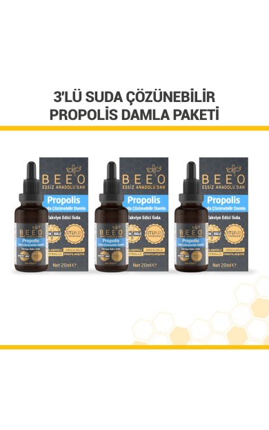 beeo 3'lü Suda Çözünebilir Propolis Damla Paketi