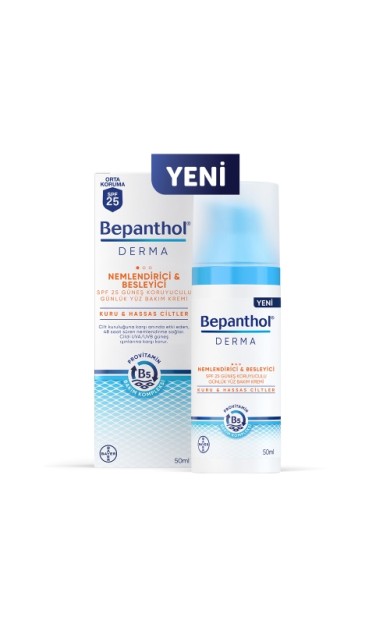 Bepanthol Derma Nemlendirici &amp; Besleyici SPF 25 Güneş Koruyuculu Günlük Yüz Bakım Kremi 50 Ml