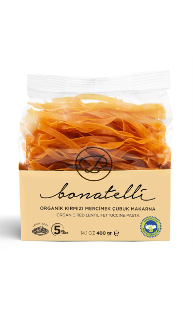 BONATELLİ Organik Kırmızı Mercimek Çubuk Makarna 400g