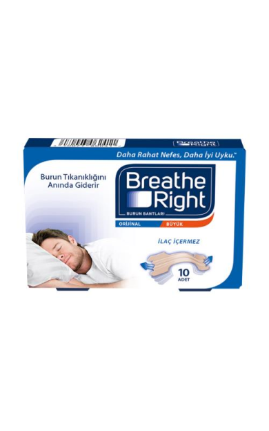 Breathe Right Burun Bandı Büyük Boy 10'lu (Horlama ve Burun Tıkanıklığı İçin)