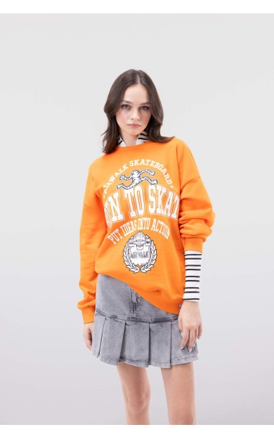 DeFactoFit Coool Airwalk Oversize Fit Bisiklet Yaka Kalın Kumaş Sweatshirt