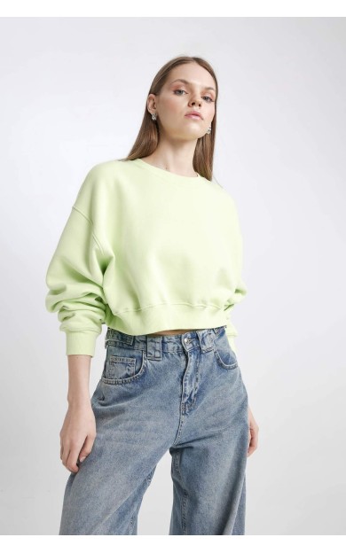 DeFactoFit Coool Crop Kalın Kumaş Sweatshirt