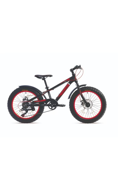 Corelli Fatboy MD Disk Fren 7 Vites 20 Jant Fat Bike Çocuk Bisikleti Siyah Beyaz Kırmızı