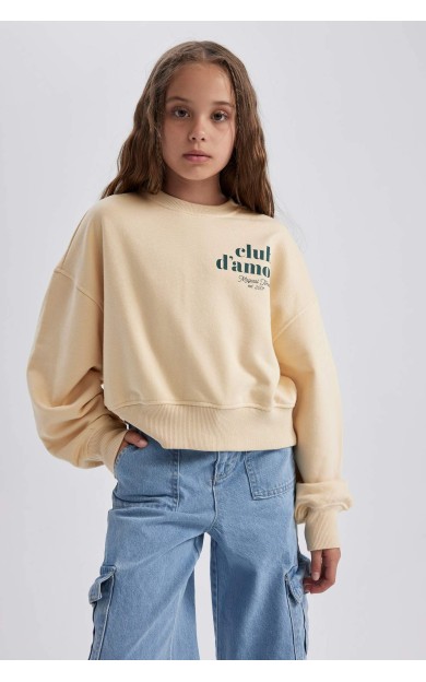 DEFACTO Kız Çocuk Oversize Fit Sweatshirt