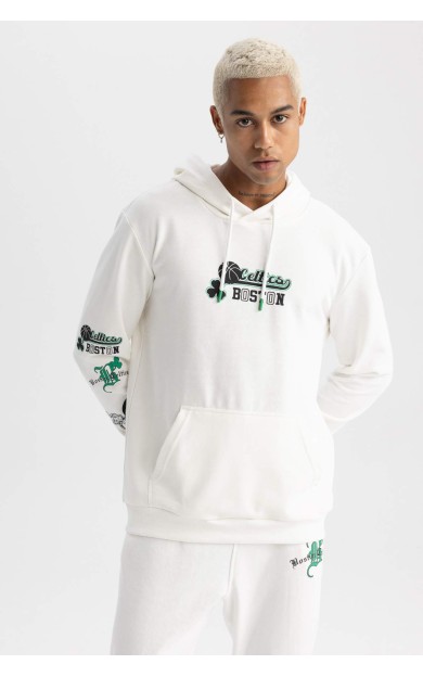 DEFACTO DeFactoFit NBA Boston Celtics Standart Fit Kapüşonlu Sweatshirt