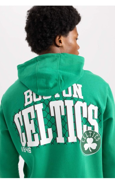 DEFACTO DeFactoFit NBA Boston Celtics Standart Fit Kapüşonlu Sweatshirt