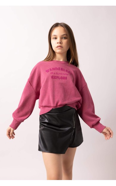 DeFactoFit Kız Çocuk Oversize Fit Sweatshirt