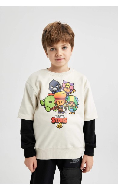 DeFactoFit Erkek Çocuk Brawl Stars Bisiklet Yaka Sweatshirt