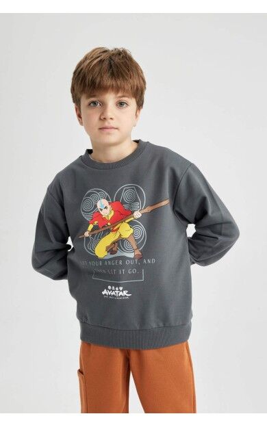 DeFactoFit Erkek Çocuk Avatar the Last Airbender Regular Fit Kapüşonlu İnce Sweatshirt Kumaşı Sweatshirt