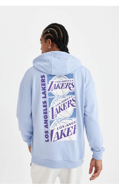 DeFactoFit NBA Los Angeles Lakers Comfort Fit Kapüşonlu Sweatshirt