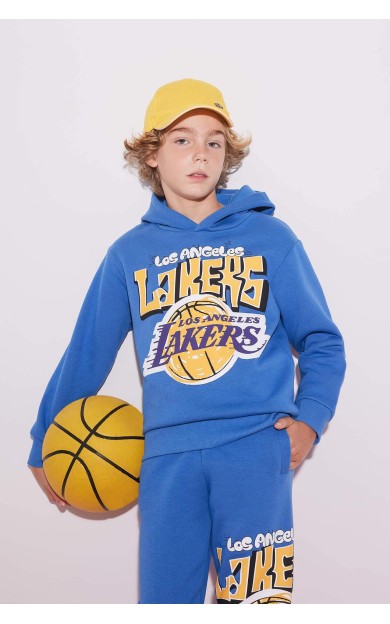 DeFactoFit Erkek Çocuk NBA Los Angeles Lakers Kapüşonlu Kalın Sweatshirt