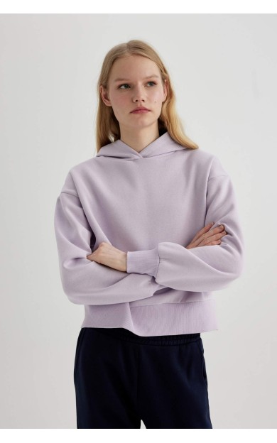 DeFactoFit Boxy Fit Kapüşonlu Kalın Sweatshirt