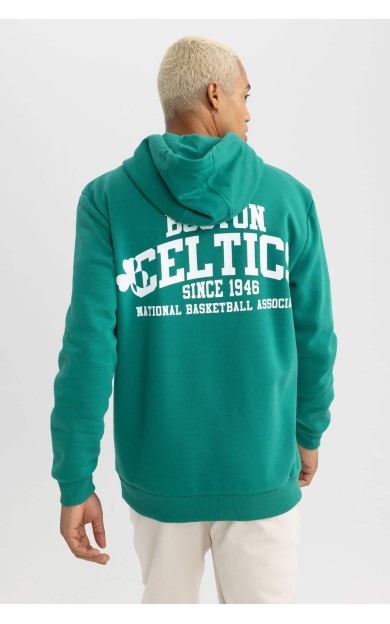 DEFACTO DeFactoFit NBA Boston Celtics Standart Fit Kapüşonlu Sweatshirt