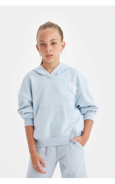 DeFactoFit Kız Çocuk Kapüşonlu Okul Sweatshirt