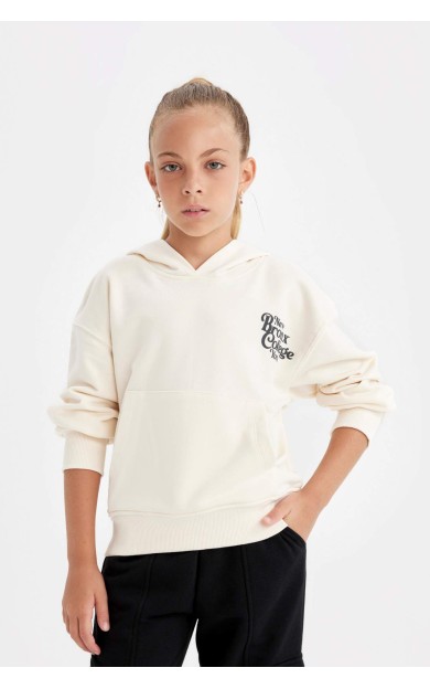 DeFactoFit Kız Çocuk Kapüşonlu Okul Sweatshirt