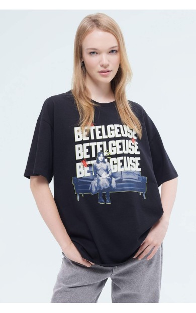 Coool Beetlejuice Oversize Fit Bisiklet Yaka Baskılı Kısa Kollu Tişört