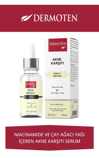 Dermoten Akne Karşıtı, Niacinamide ve Çay Ağacı Yağlı Cilt Bakım Serumu 30 ml