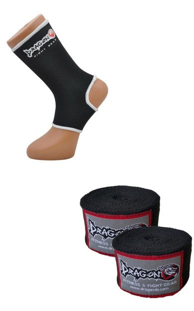 Dragon 41280 Siyah Kick Boks Çorabı ve 3,5 m Siyah Bandaj Set S Beden