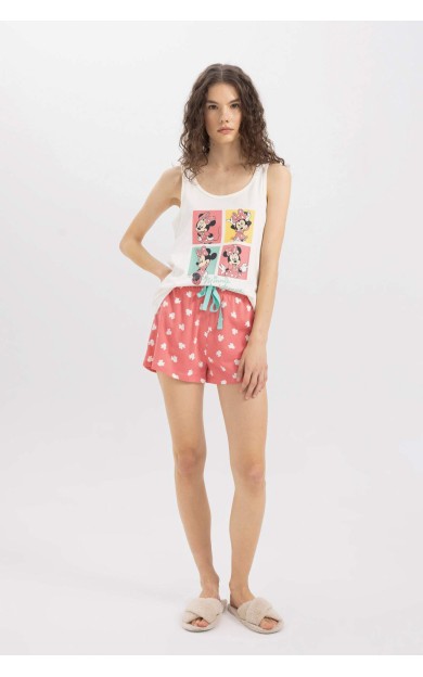 DeFactoFit Fall in Love Disney Mickey & Minnie Şort
 Pijama Takımı