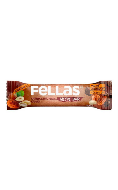 FELLAS Karışık Kuruyemişli Kakaolu Meyve Bar 40 Gr