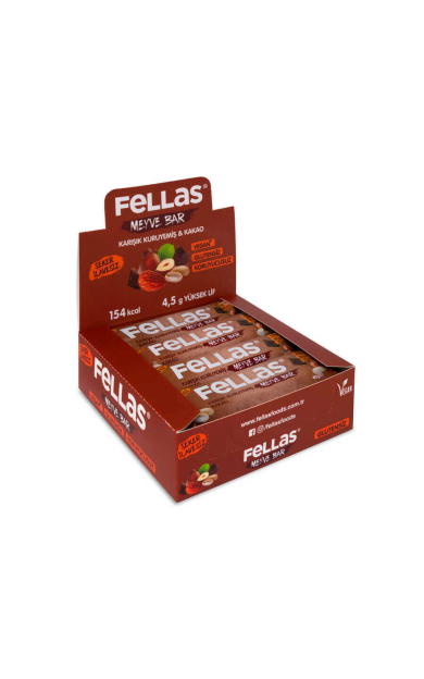 FELLAS Karışık Kuruyemişli Kakaolu Meyve Bar 40G X 12