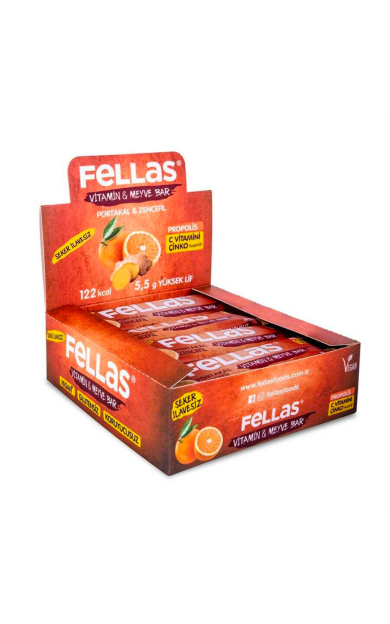 FELLAS Portakallı ve Zencefilli Vitamin &amp; Meyve Bar 35g X 12