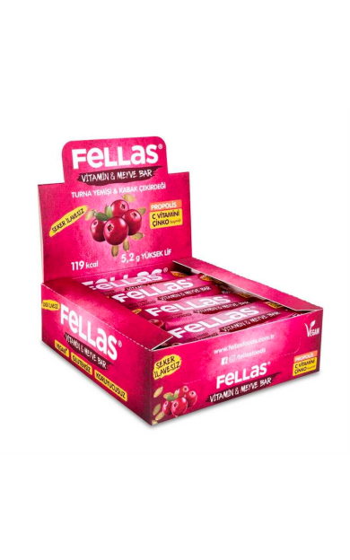 FELLAS Turna Yemişi ve Kabak Çekirdeği Vitamin &amp; Meyve Bar 35g X 12