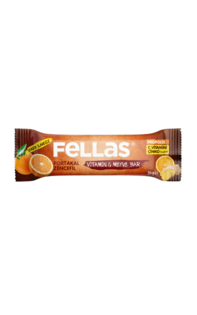 FELLAS Portakallı ve Zencefilli Vitamin &amp; Meyve Bar 35g