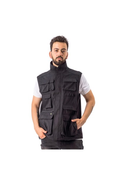 FreeCamp Vest Erkek Balıkçı Yelek-SİYAH