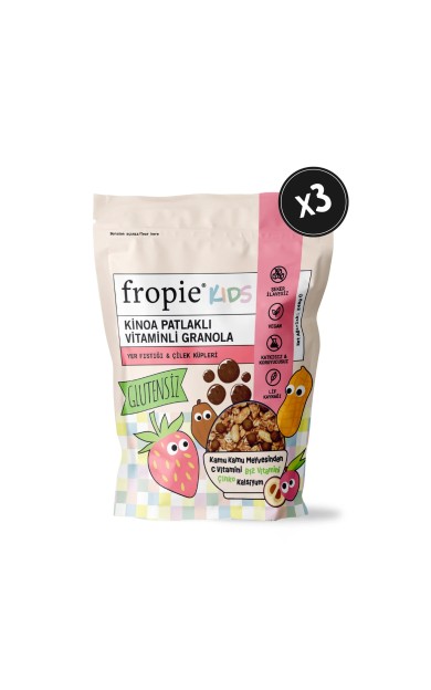 Fropie Kids Granola - Yer Fıstığı & Çilek Küpleri 240gr x 3 Adet