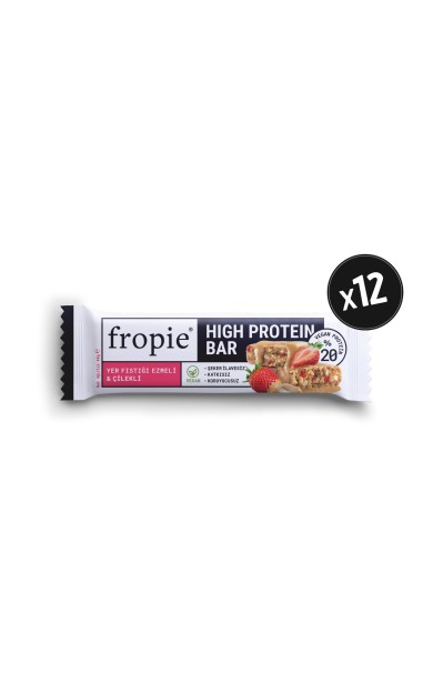 Fropie Vegan High Protein Bar - Yer Fıstığı Ezmeli & Çilekli 40gr x12