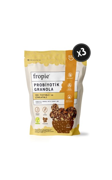 Fropie Probiyotik Granola - Yer Fıstığı & Çikolata 200 gr x 3 Adet