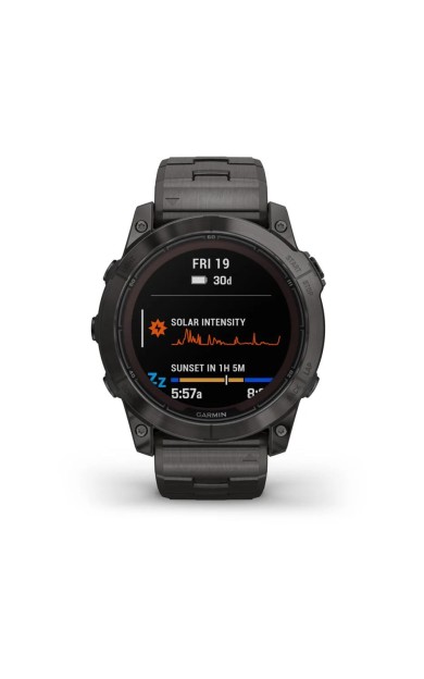 Garmin Fenix 7X Pro Sapphire Solar Karbon Gri DLC Titanyum - Titanyum Kayışlı