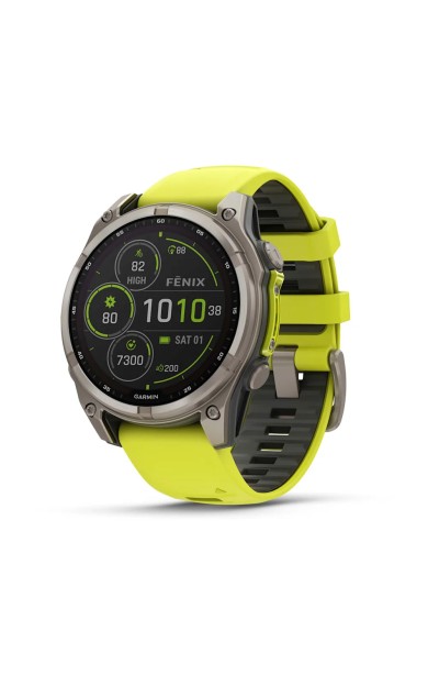 Garmin Fenix 8 - 47 mm Solar Sapphire Titanyum Amp Sarı/Grafit Silikon Kayışlı