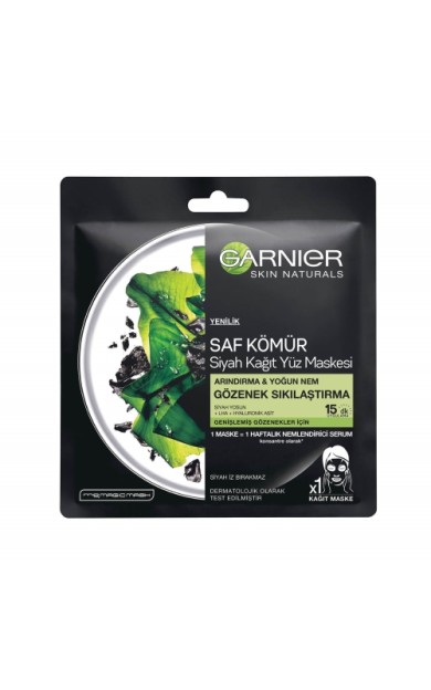 Garnier Saf Kömür Siyah Kağıt Yüz Maskesi Gözenek Sıkılaştırıcı