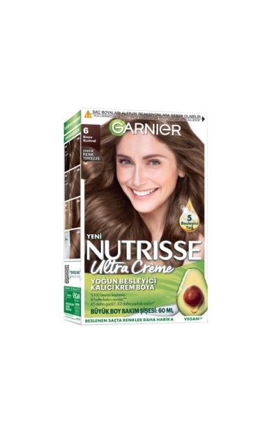 Garnier Nutrisse Yoğun Besleyici Kalıcı Krem Saç Boyası 6 Koyu Kumral