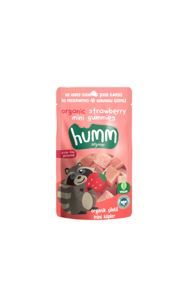 HUMM Organik Vegan Çilekli Mini Küpler 30g