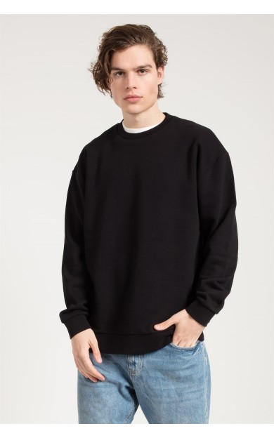 JAHR MARC Asit Yıkamalı Siyah Oversize Erkek Sweatshirt